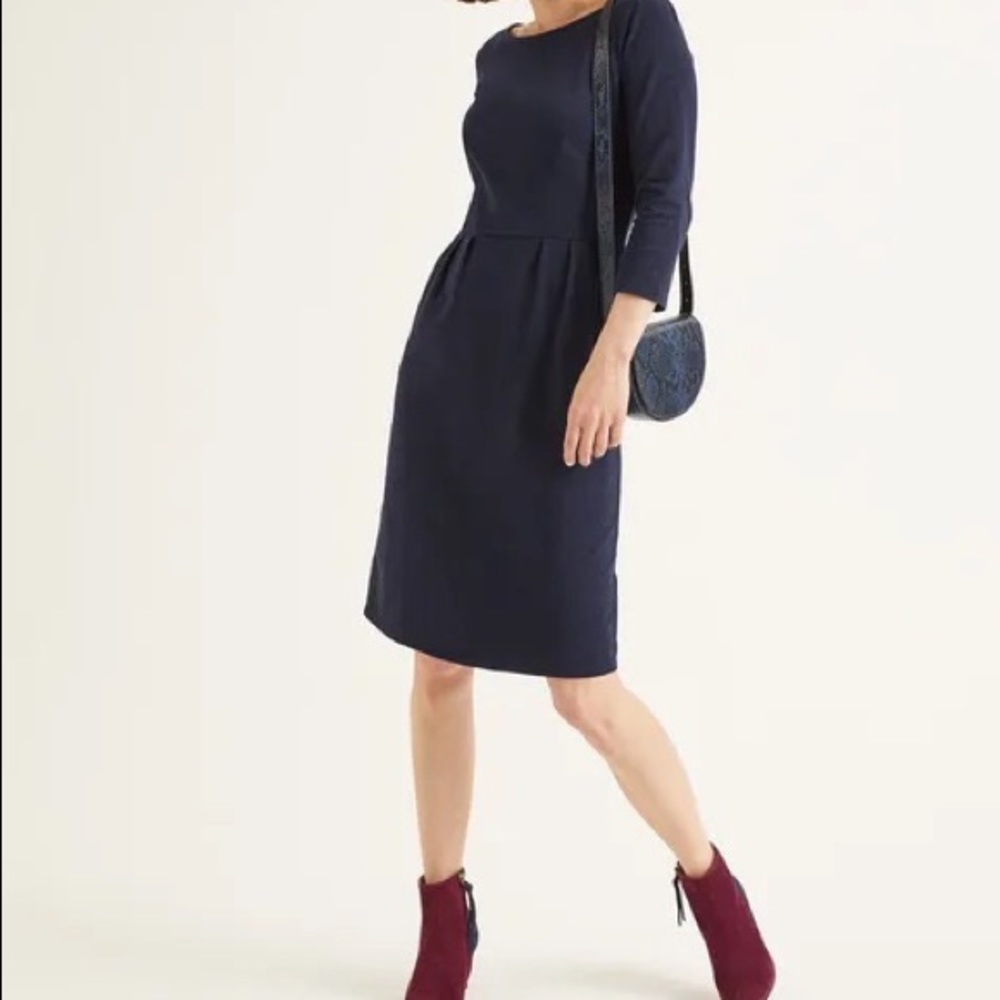 NEW w/TAG Boden Penny Jersey dress, 12R, navy blue, 100% cotton. Pockets!